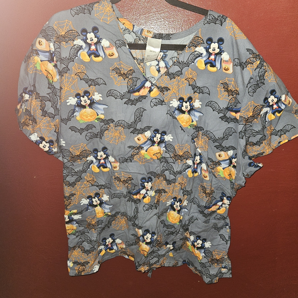 Disney Halloween Mickey Mouse Scrub Top